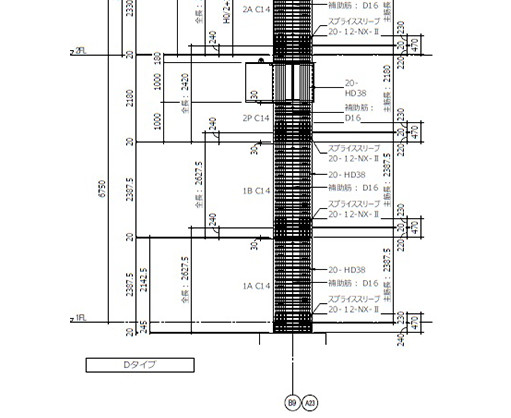 柱部 鉄筋割付図